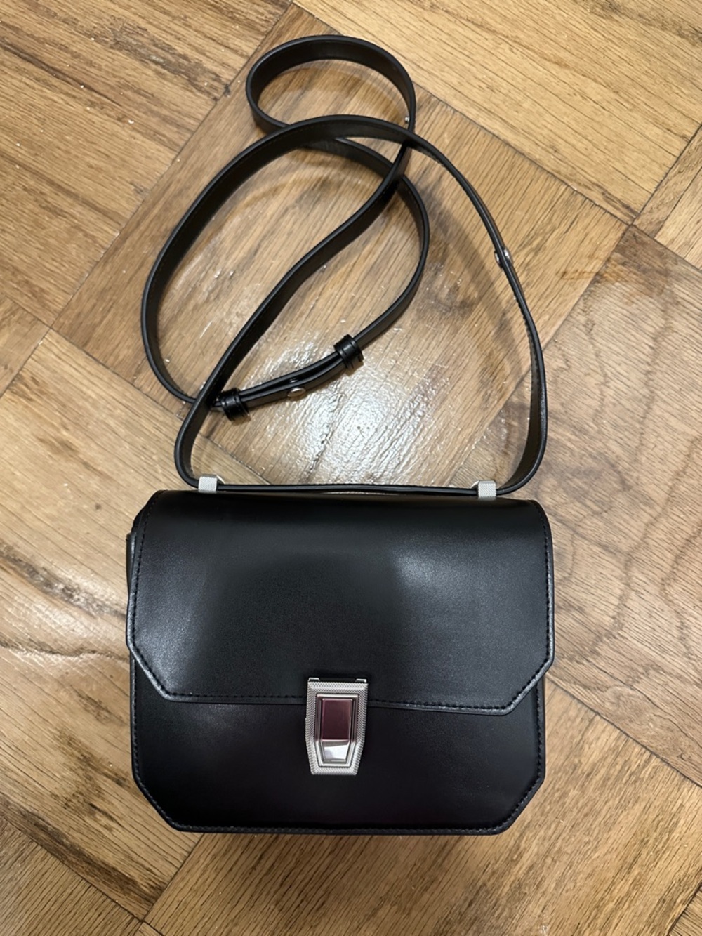 rag & bone Black Leather Crossbody with Silver Hardware
